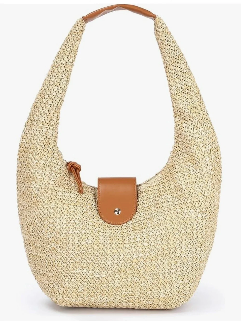 Straw Woven Hobo Shoulder Purse for Women, Medium Summer Beach Raffia Bag